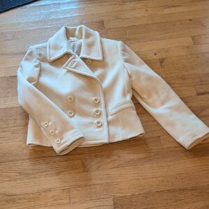 Elegant Cream Double-Breasted Pea Coat